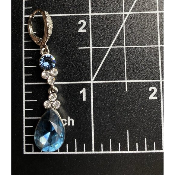 NWT Givenchy Silver Tone Blue Teardrop Crystal Dangle/Drop Earrings 2" MSRP $48 - Picture 8 of 8
